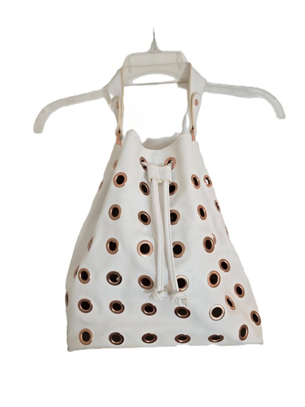 NWT Deux Lux White Grommet Bucket Bag Drawstring Shoulder Crossbody